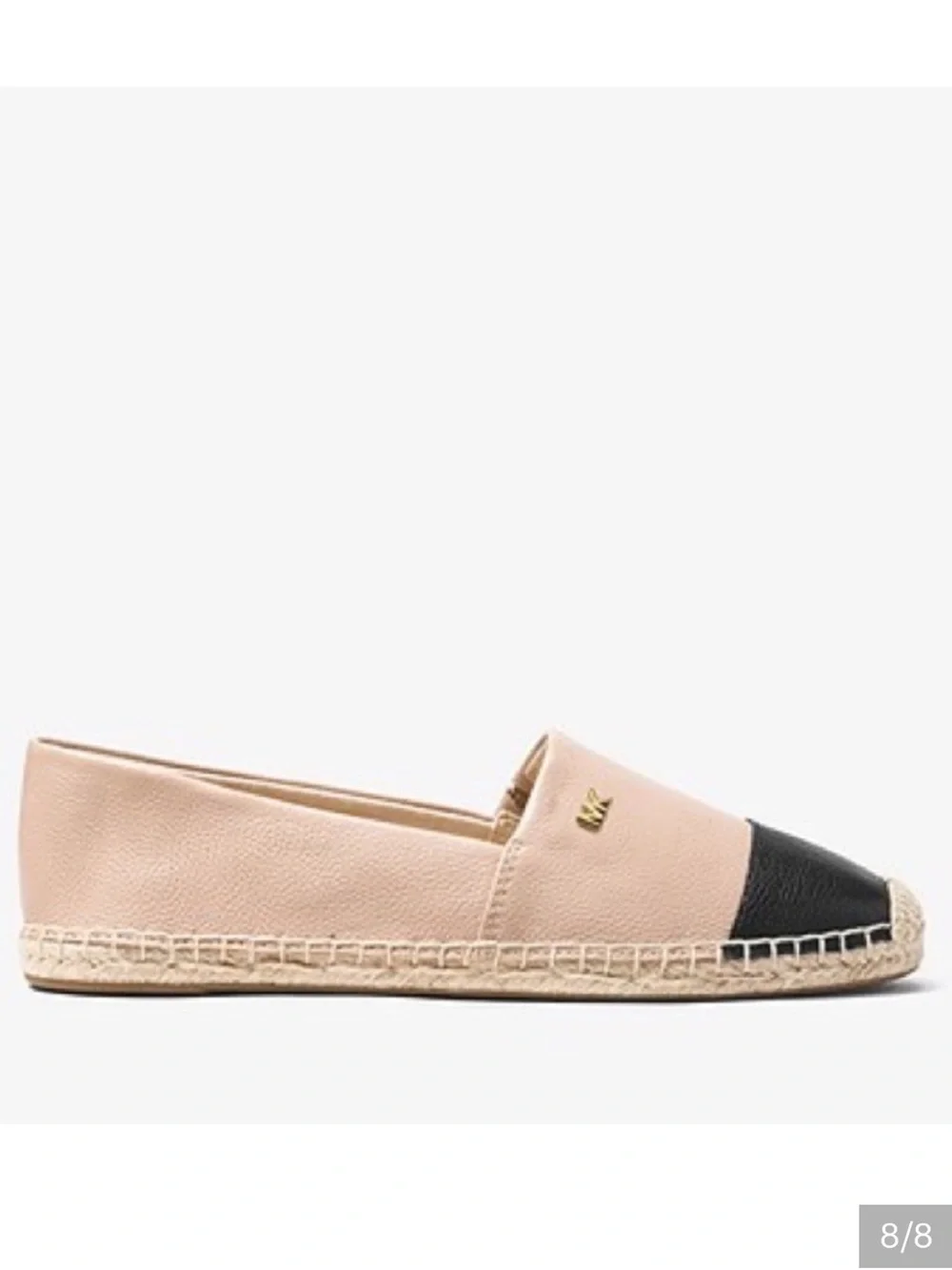 Michael Kors Kendrick Slip Ons Two-Tone Beige and Black Espadrille Flats Size 7
